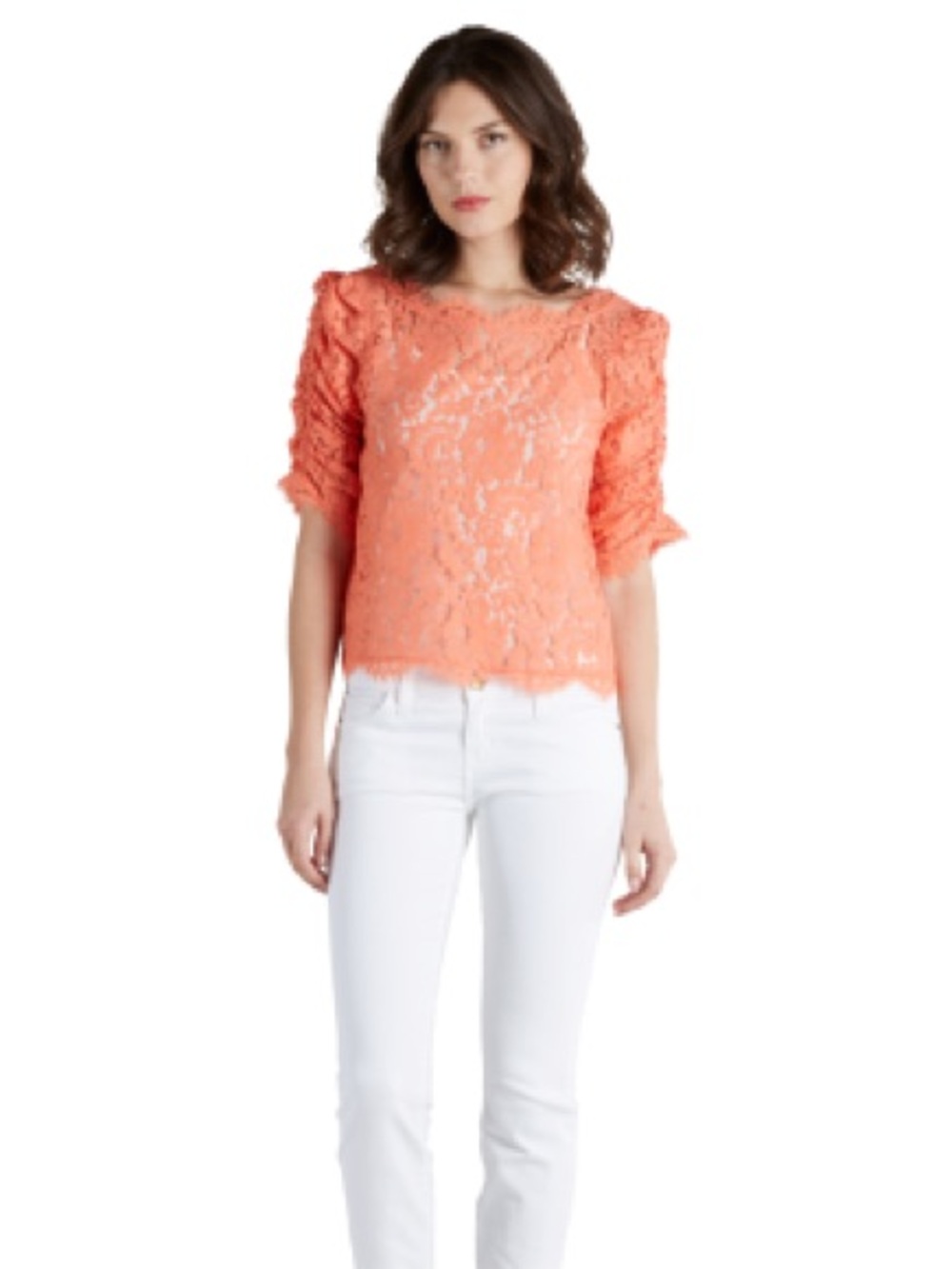 NWOT! Joie Fanny Lace Blouse, Peach, Size XS